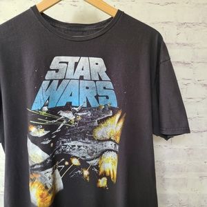 Star Wars Black Spacecraft Space Battle Graphic Tee 2XL 25"x28"